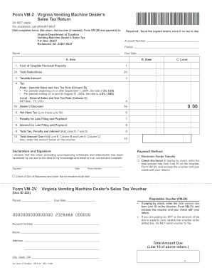 Virginia Vending Machine Dealer’s Sales Tax Return