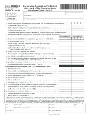 Virginia Corporation Application For Refund