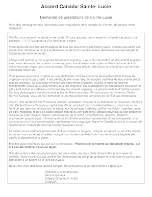 Demande de prestations de Sainte-Lucie