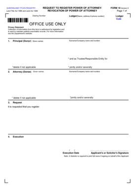 Queensland Power of Attorney Registration Form