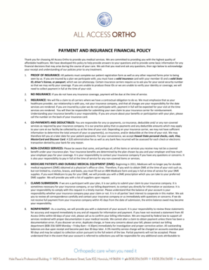 PAYMENT AND INSURANCE FINANCIAL POLICY - All Access Ortho