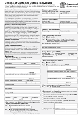 Queensland Change of Customer Details Form