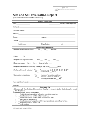 Site and Soil Evaluation Report