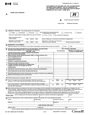 Service Canada Income Statement for GIS