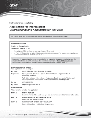 Queensland Interim Order Application Form