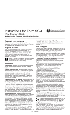 IRS Form SS-4 Application for Employer Identification Number