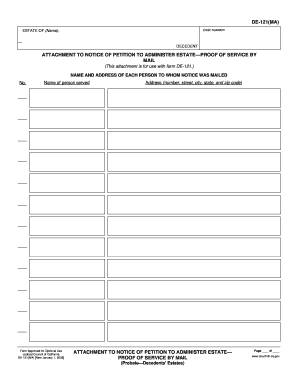 Attachment to Notice of Petition to Administer Estate