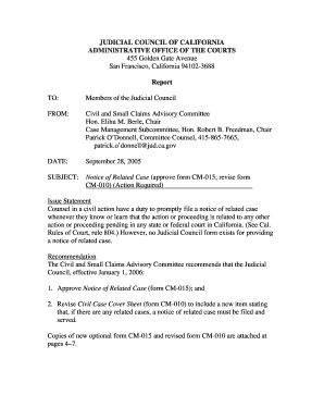 California Notice of Related Case Form CM-015