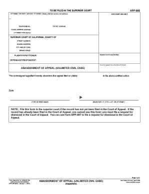 Abandonment of Appeal Form