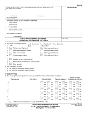 California Order to Set Aside Judgment of Paternity
