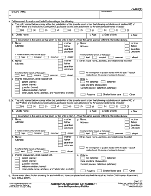 Juvenile Dependency Petition Form JV-101(A)