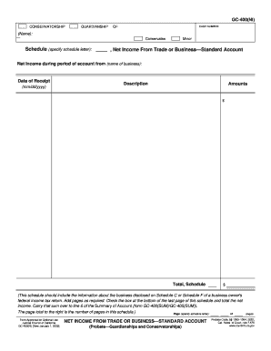 California Conservatorship Guardianship Net Income Form