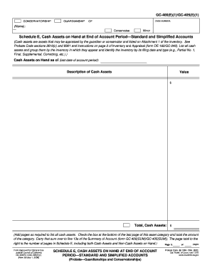 California Conservatorship Cash Assets Form