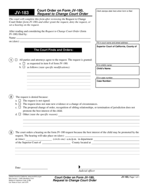Court Order on Form JV-180