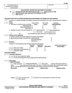 California Child Support Information and Order Attachment