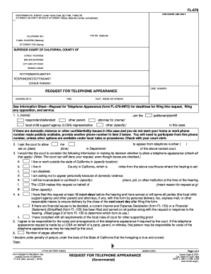 California Request for Telephone Appearance