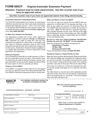 Virginia Form 500CP Automatic Extension Payment