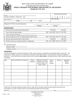 New York Unemployment Insurance Weekly Payment Request