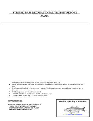 Virginia Striped Bass Recreational Trophy Report