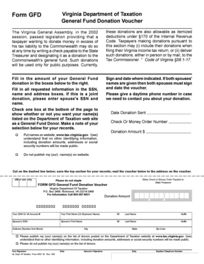 Virginia General Fund Donation Voucher