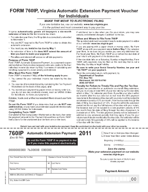 Virginia Form 760IP Automatic Extension Payment Voucher