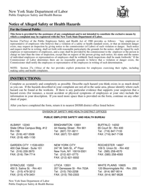 New York Notice of Alleged Safety or Health Hazards