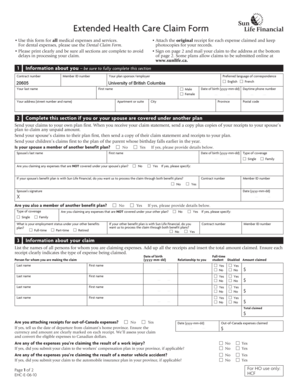 Extended Health Care Claim Form