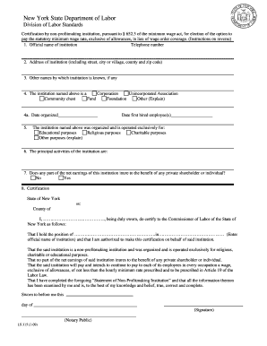 New York Non-Profit Minimum Wage Certification