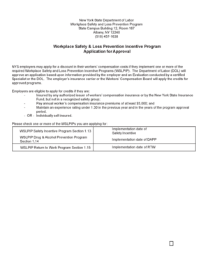 New York Workplace Safety Incentive Program Application