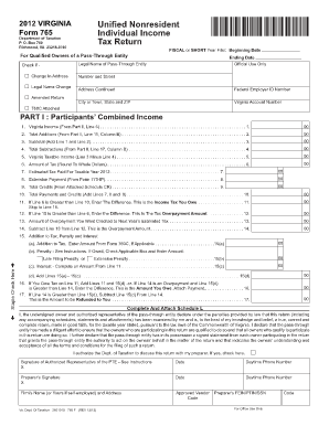 Virginia Form 765 Individual Income Tax Return