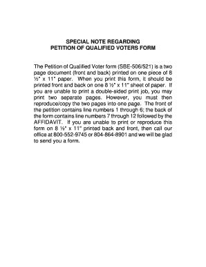 Virginia Petition of Qualified Voters Form