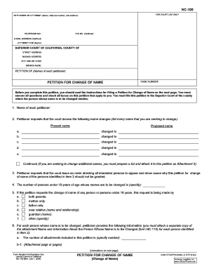 NC-100 PETITION FOR CHANGE OF NAME ... - Free Legal Forms - legalforms