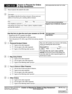 Answer to Request for Orders to Stop Harassment