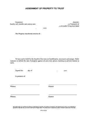 Assignment of Property to Trust