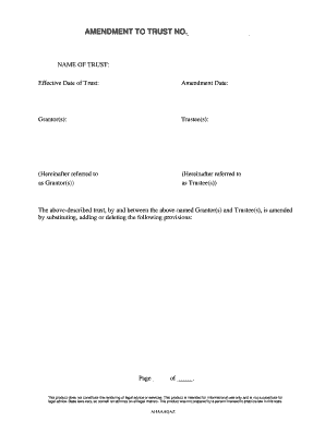 Amendment to Trust Form