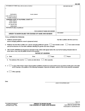 California Name and Gender Change Petition