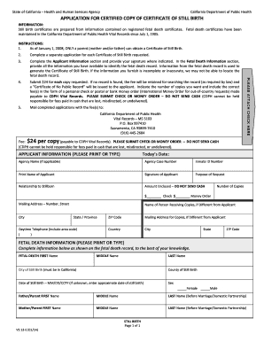 California Still Birth and Fetal Death Record Application