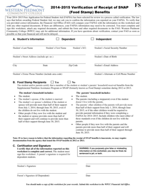 2014–2015 SNAP Benefits Verification Form