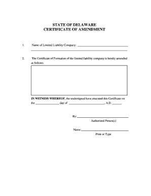 Certificate of Amendment for Delaware Limited Liability Company