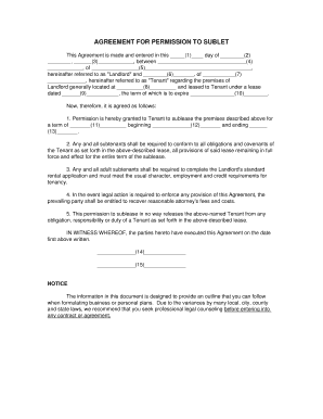 Sublease Permission Agreement