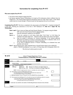 Form W-4VT - Department of Finance & Management - finance vermont