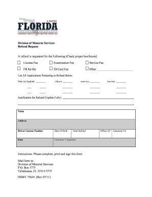 Florida Refund Request Form