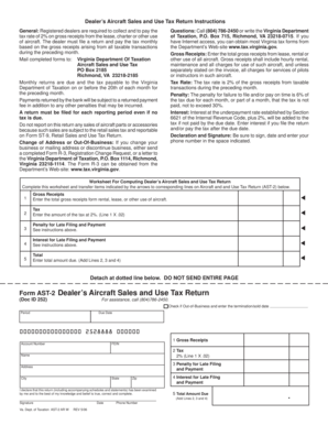 Virginia Dealer’s Aircraft Sales and Use Tax Return