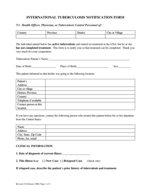 International Tuberculosis Notification Form