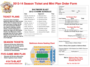 Baltimore Blast 2013-14 Season Ticket Order Form