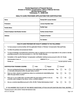 Florida Health Care Provider Certification Application