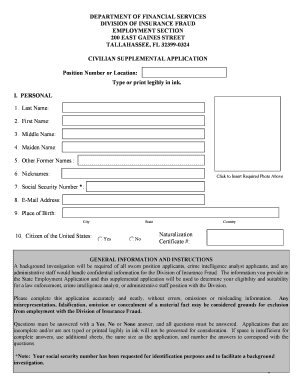 Florida Civilian Supplemental Application