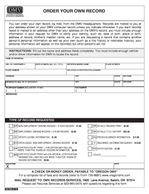 Oregon DMV Record Request Form