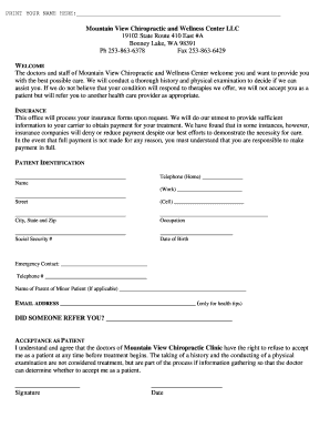 Mountain View Chiropractic Patient Intake Forms