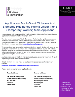 UK Tier 5 Temporary Worker Application Form